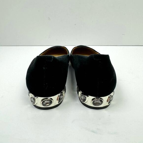 Talbots | Edison 6M Black Suede Leather Pointed Toe Embellished Fancy Heel Flats - Picture 5 of 13